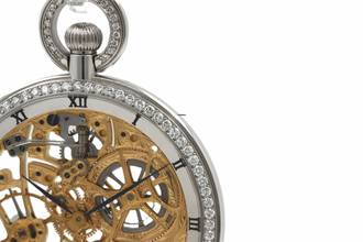 Thumbnail von IWC Pocket Watch Skeleton Pocket Watch 18K White Gold Retail 52500 Swiss Francs from 1984