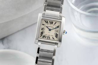 Thumbnail von Cartier Tank Française Silver Dial Medium Edelstahl Damenuhr Ref. W51011Q3
