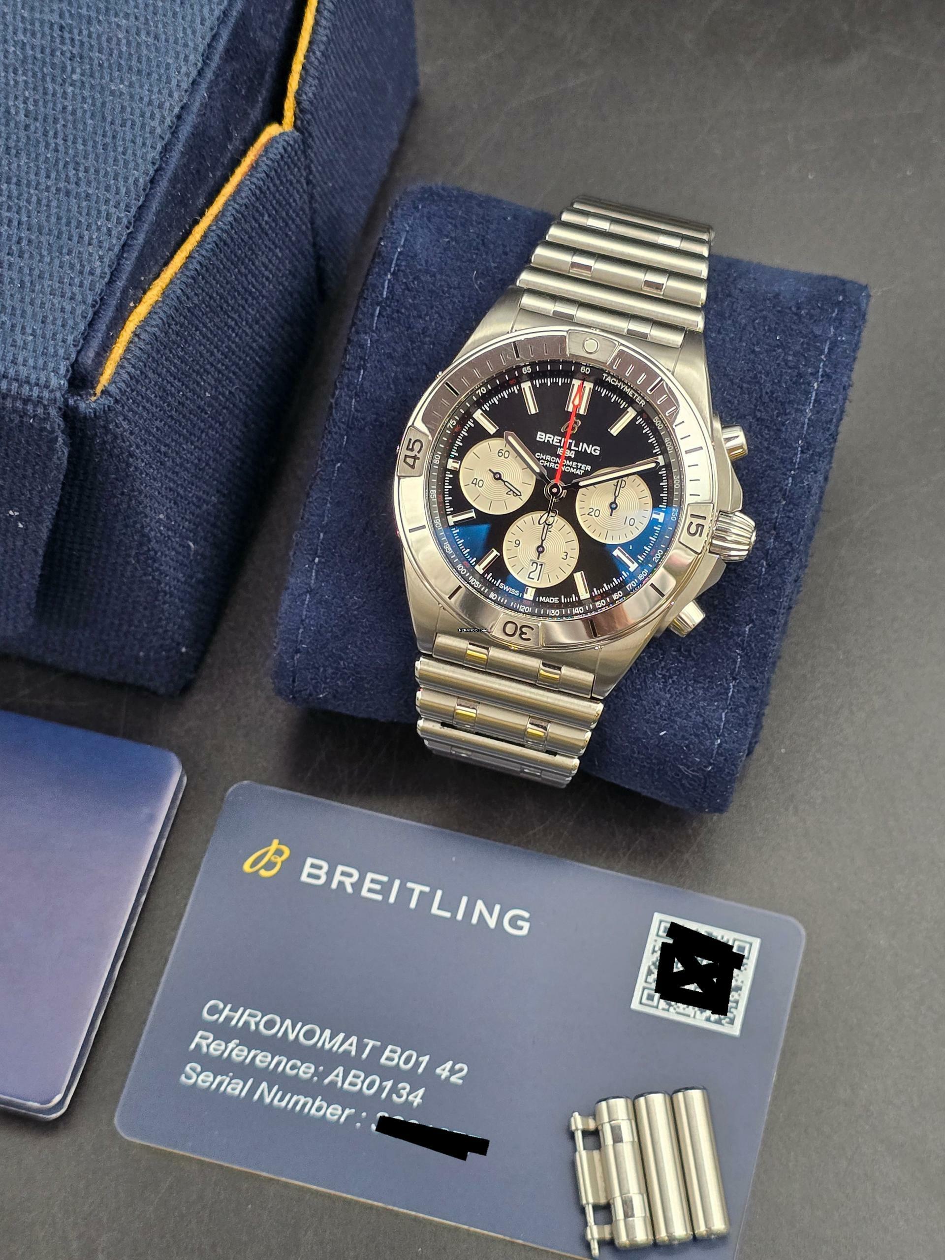 Thumbnail von Breitling Chronomat 42 B01 42mm AB0134101B1A1 Black Dial Steel Bracelet Very Good Full Set 12-2021
