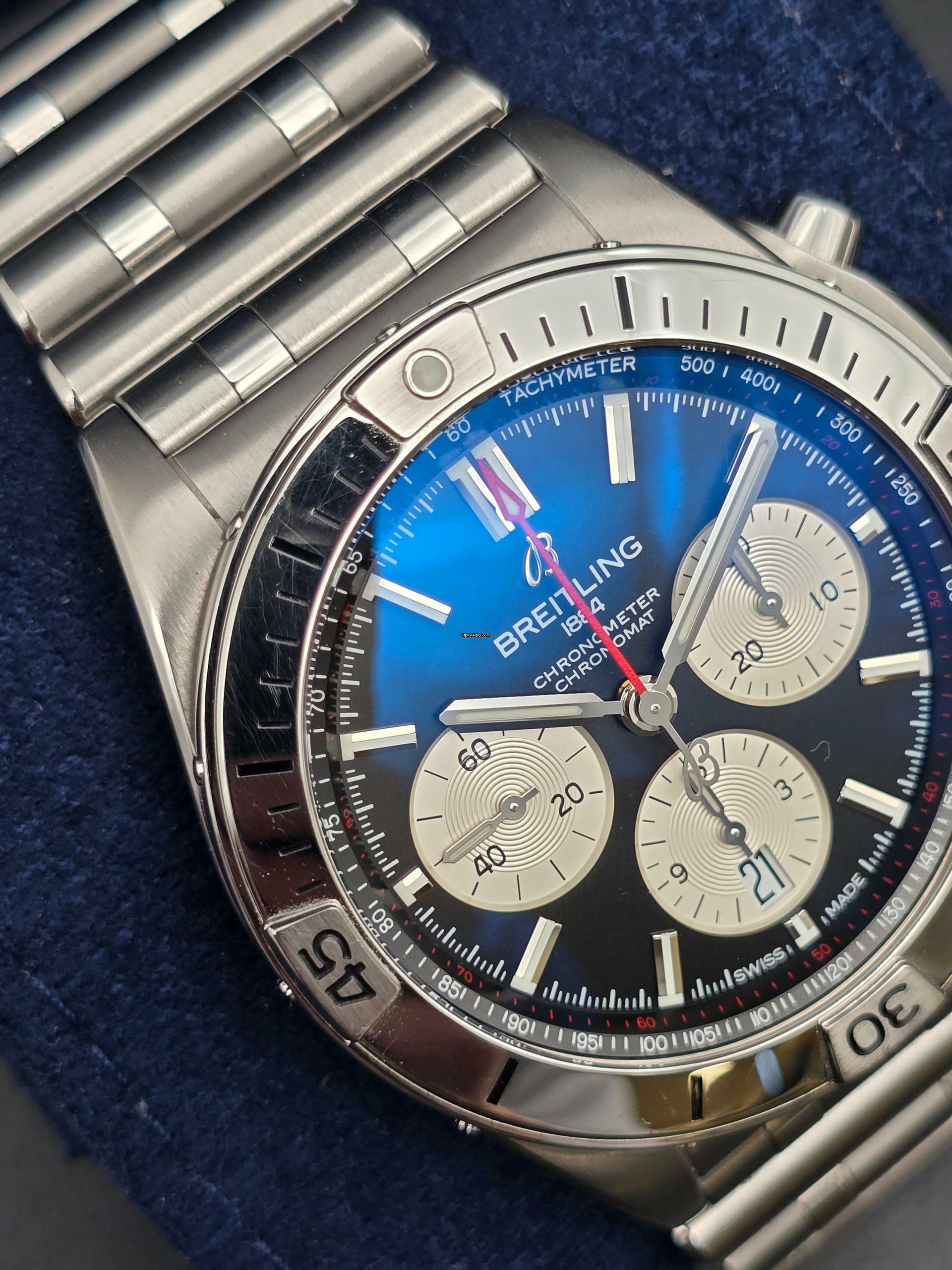 Thumbnail von Breitling Chronomat 42 B01 42mm AB0134101B1A1 Black Dial Steel Bracelet Very Good Full Set 12-2021