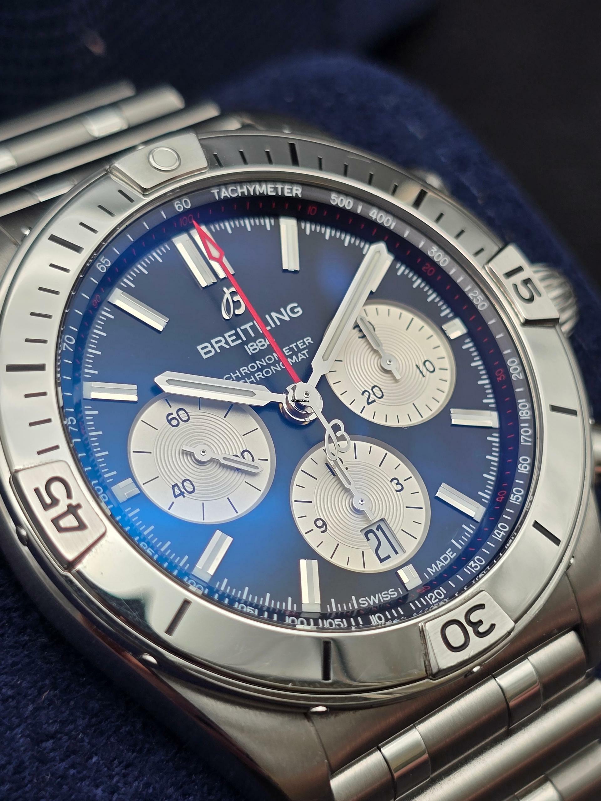 Thumbnail von Breitling Chronomat 42 B01 42mm AB0134101B1A1 Black Dial Steel Bracelet Very Good Full Set 12-2021