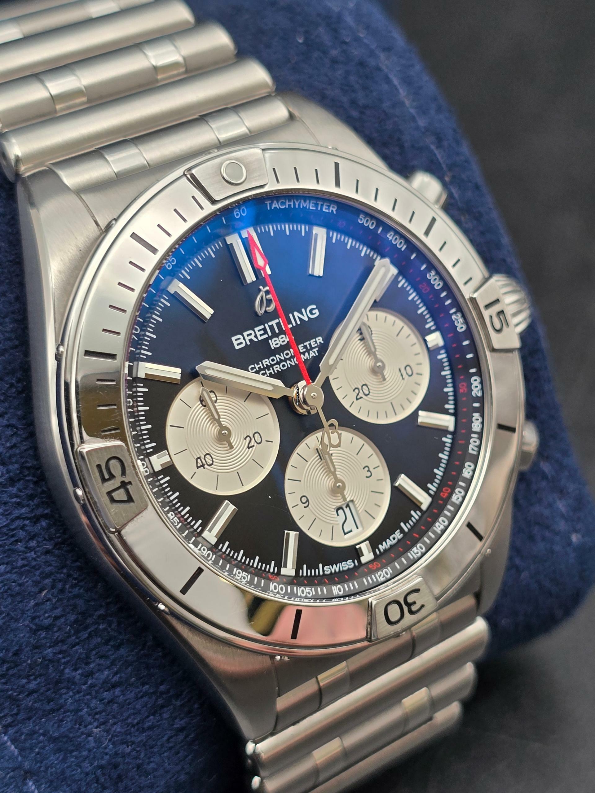 Thumbnail von Breitling Chronomat 42 B01 42mm AB0134101B1A1 Black Dial Steel Bracelet Very Good Full Set 12-2021