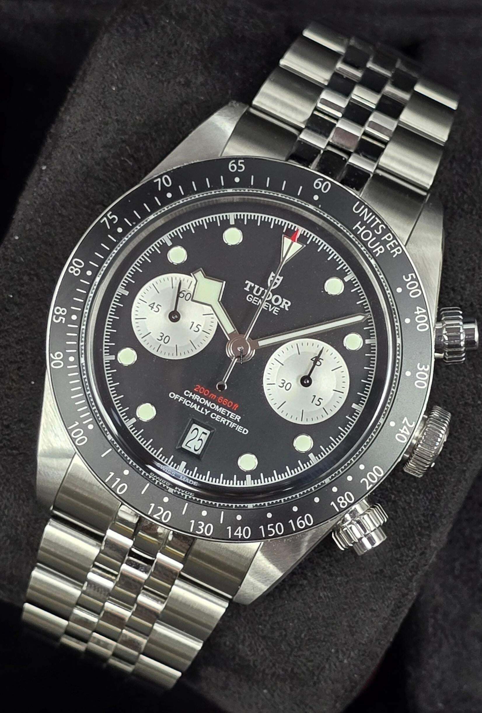  Tudor Black Bay Chrono M79360N-0013 Jubilee Bracelet Black dial Very Good Condition Full Set 9-2025 