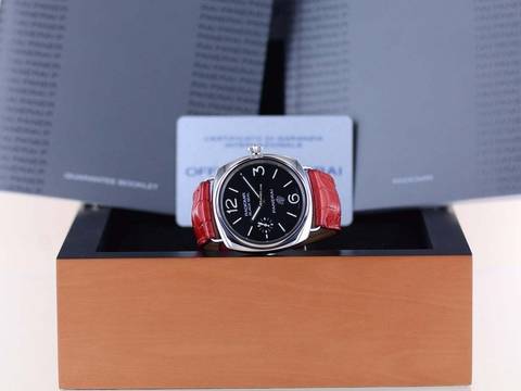 Officine Paneral Radiomir PAM00380 Black Seal Logo 45 mm Hand Wind Red Strap B+P