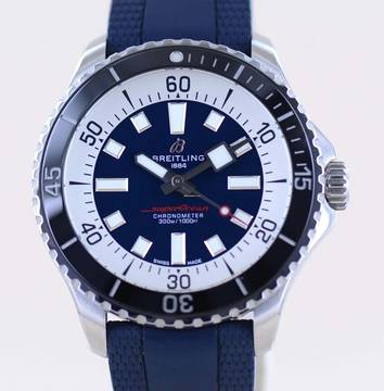  Breitling Superocean 44 44mm Automatic Stahl Blue rubber Diver Top B+P 