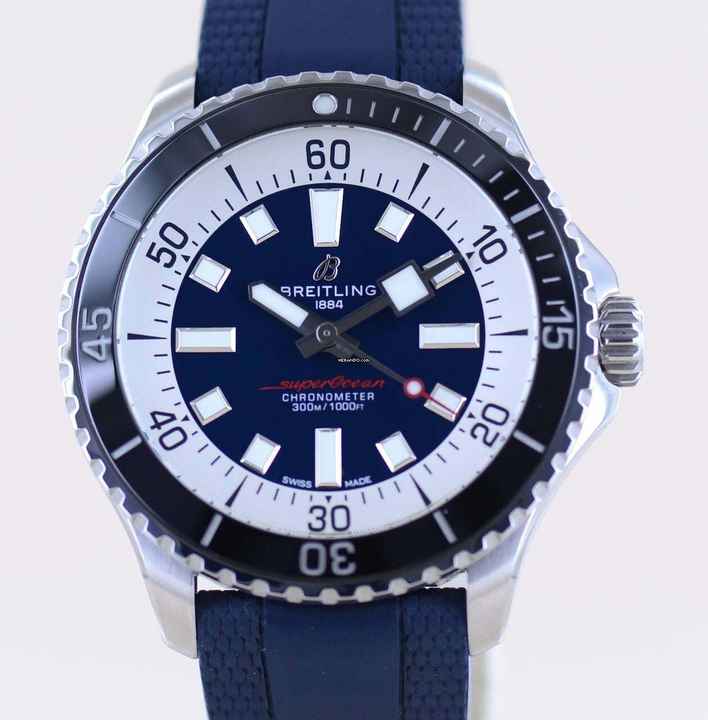  Breitling Superocean 44 44mm Automatic Stahl Blue rubber Diver Top B+P 