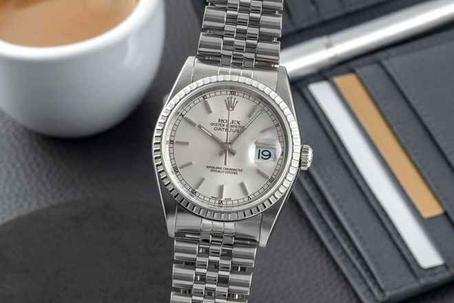  Rolex Datejust 36 Oyster Stahl Automatik Herrenuhr Ref. 16220 Y-Serie Klassiker 