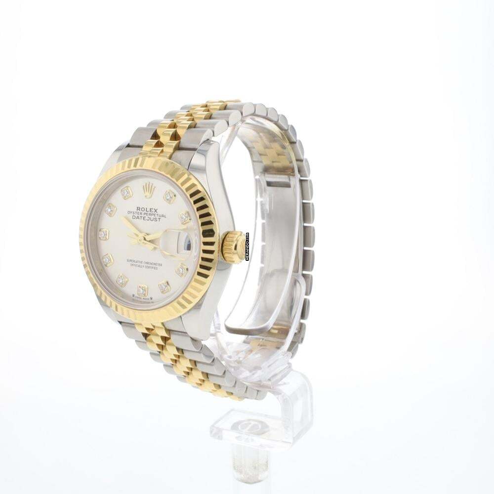  Rolex Lady-Datejust 28 Steel/Gold Jubilee Silver Diamond Dial 