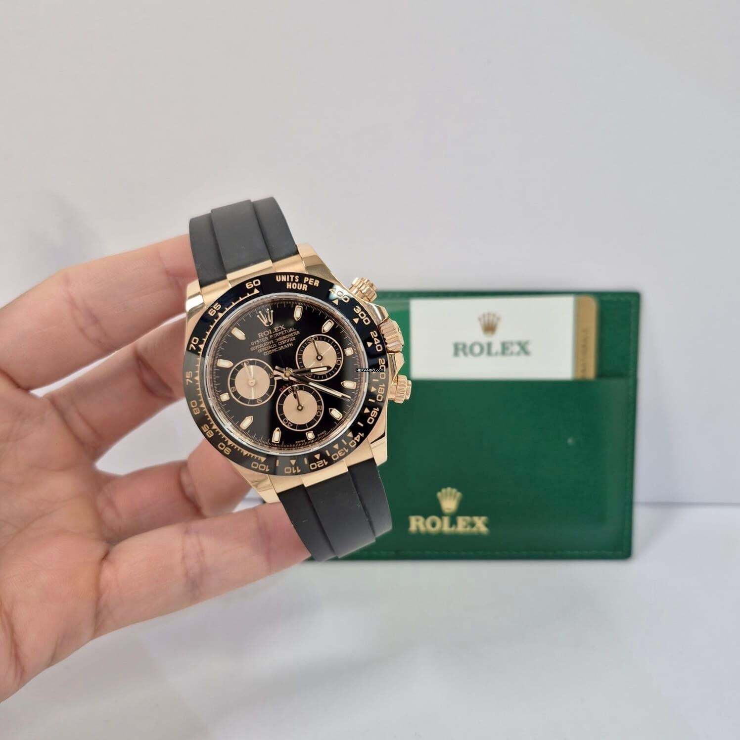 Rolex Daytona Ouro Rosé Oysterflex Black Dial 40mm Automático Completo