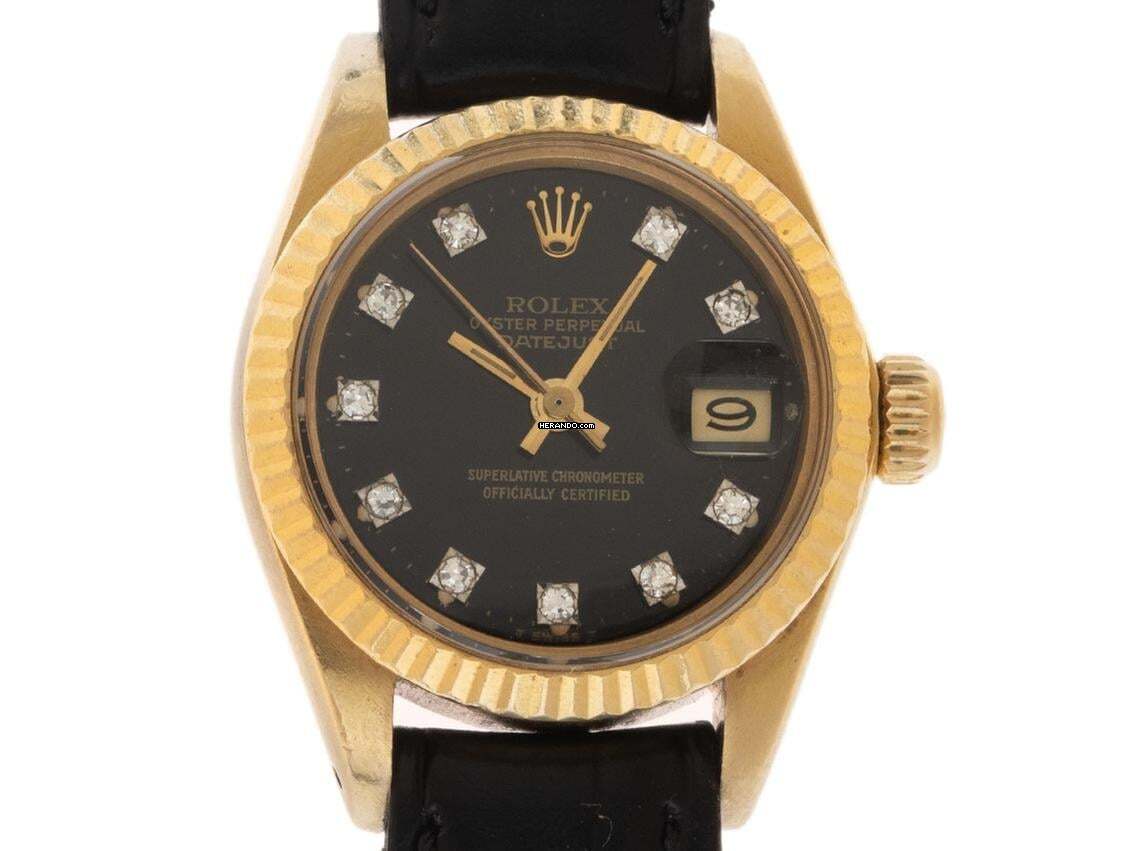  Rolex Lady-Datejust Ref.6917 1982 Box&Beschreibung sehr gut Vintage Datejust Lady 18kt Gelbgold Diamanten 