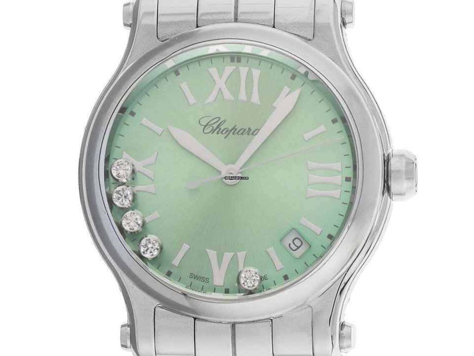  Chopard Happy Sport Diamanten Ref.278582-3011 2025 Full Set Ungetragen Happy Sport Diamanten Green Dial 