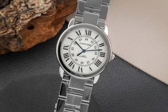 Thumbnail von Cartier Ronde de Cartier Solo De Cartier Automatische Datum Stalen herenhorloge Ref. WSRN0012