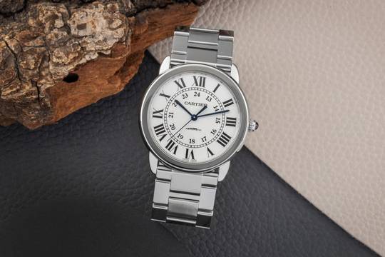  Cartier Ronde de Cartier Solo De Cartier Automatik Datum Stahl Herrenuhr Ref. WSRN0012 