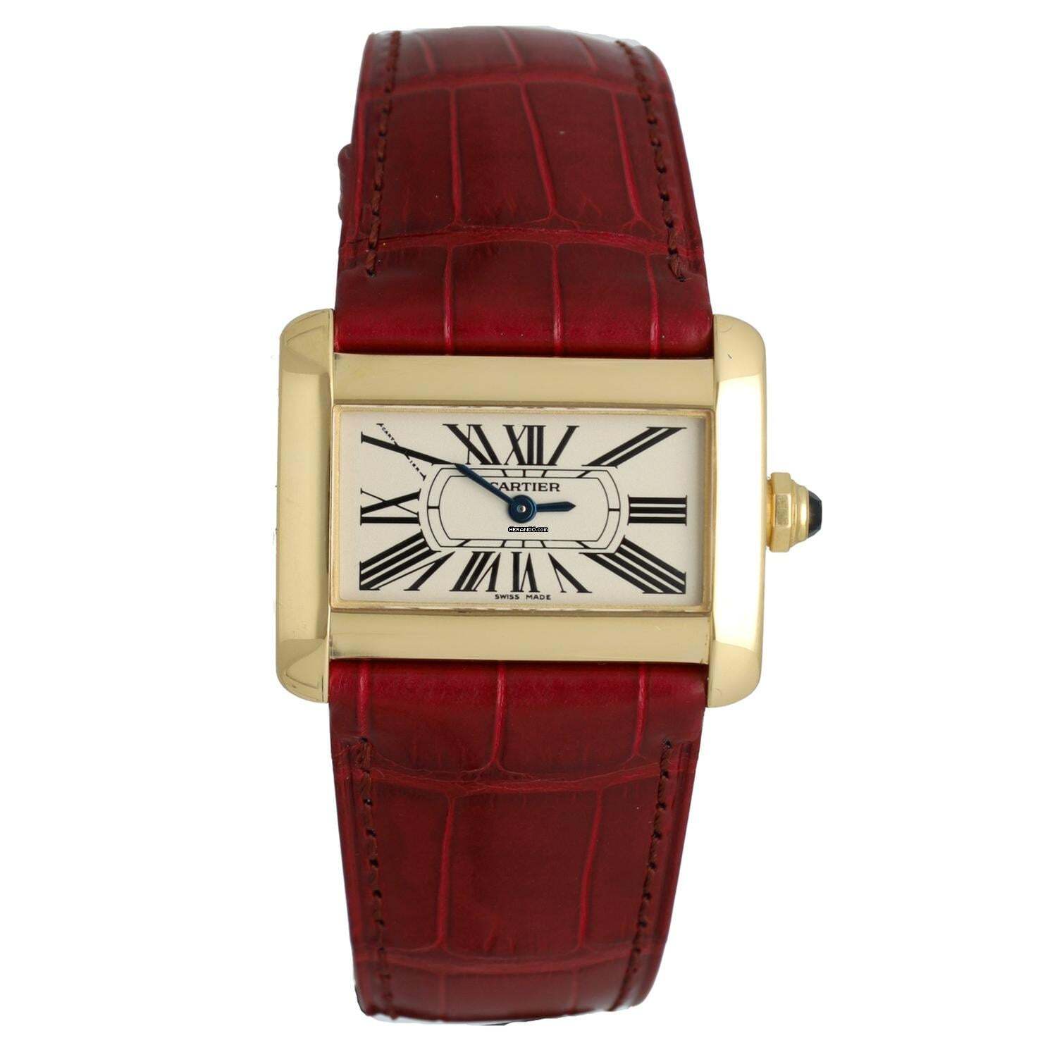  Cartier Tank Divan Ref.2601 New Cartier Croco Strap 