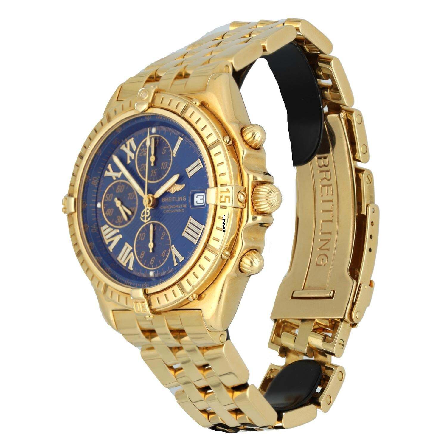 Thumbnail von Breitling Crosswind Chronograph 18k.Gold Ref.K13355 Full Set Blue Dial