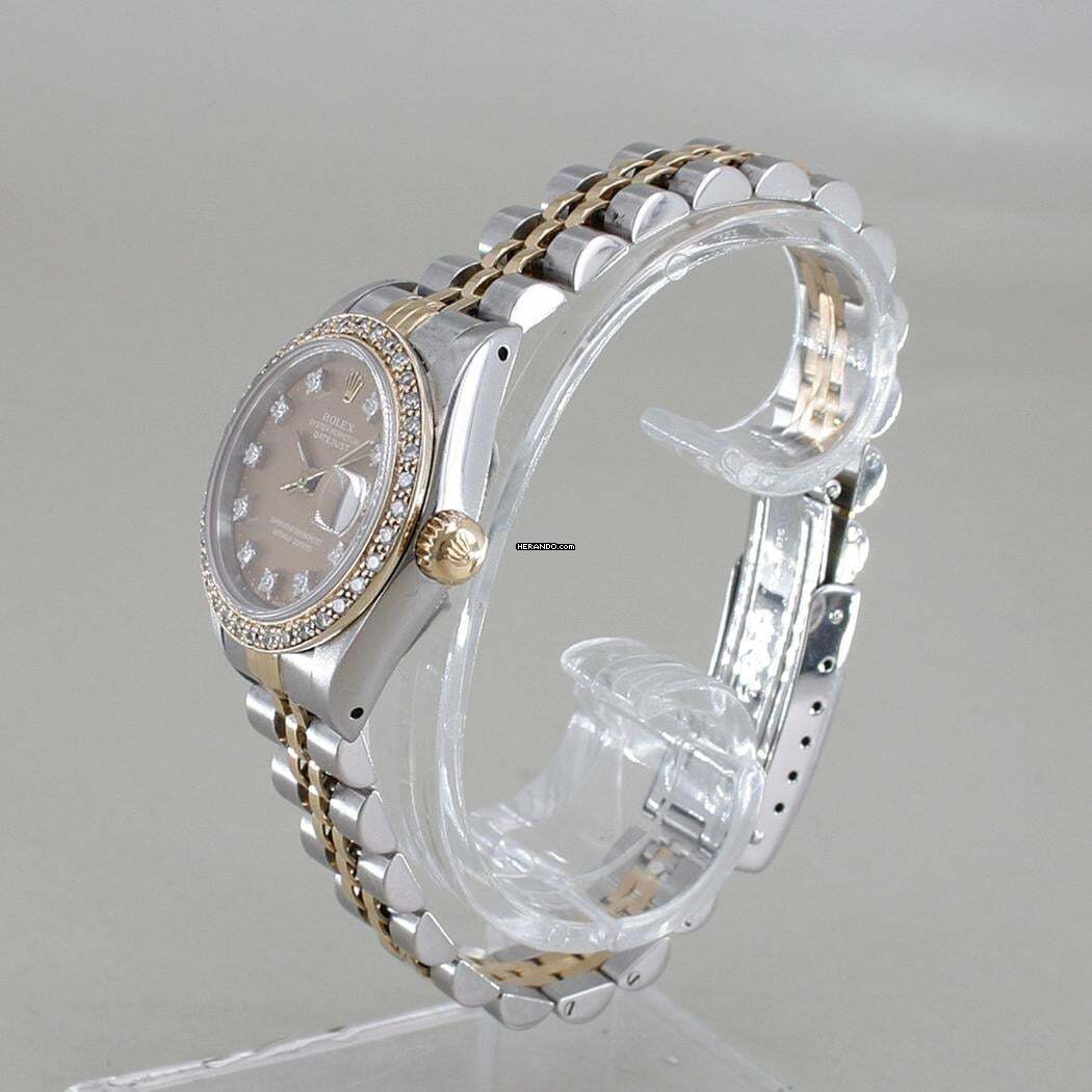 Rolex Lady-Datejust with brown dial and diamond-set bezel