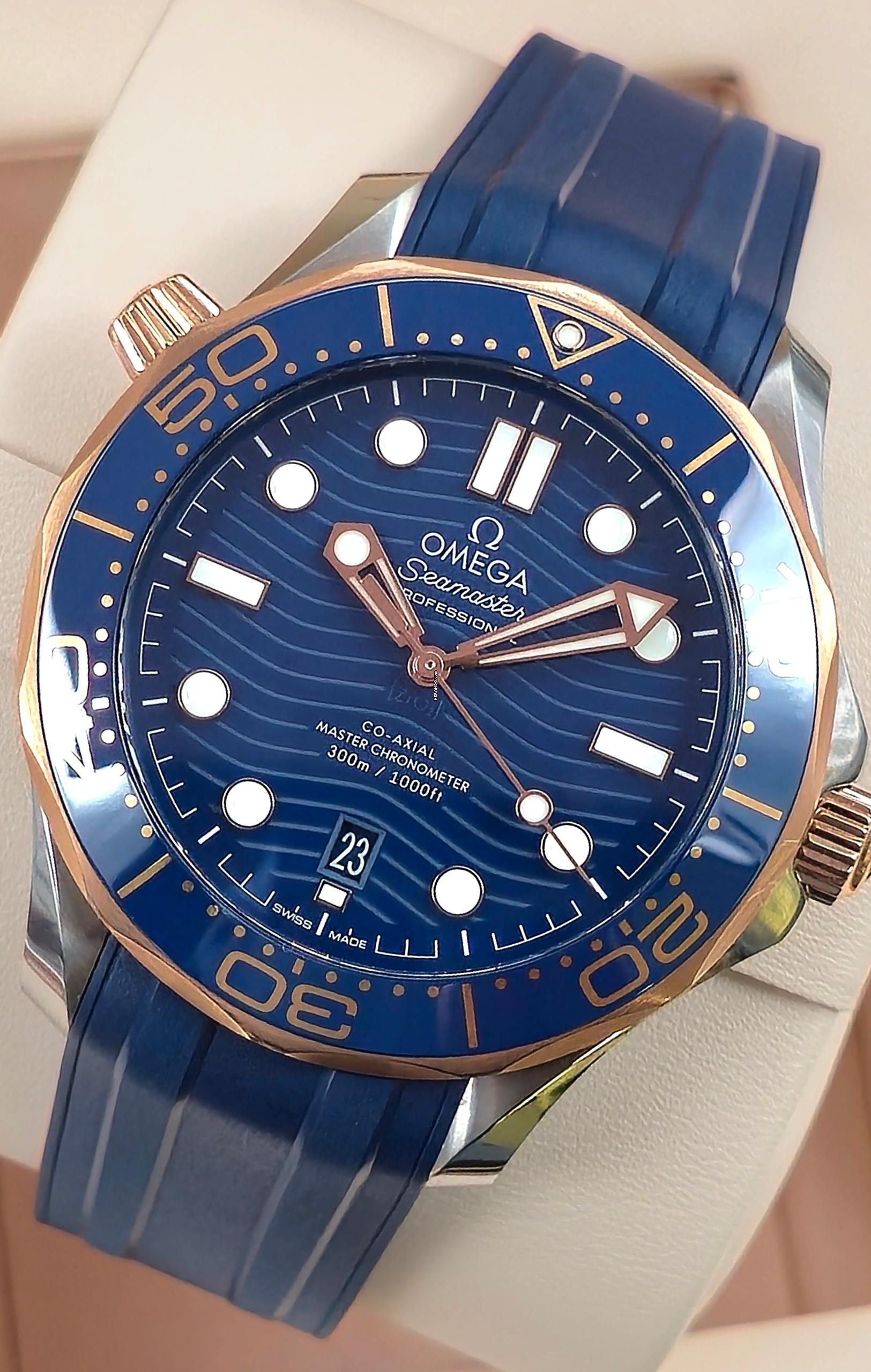 Omega Seamaster Diver 300 M 42mm 210.22.42.20.03.002 Zifferblatt Blau Sedna Gold/Steel Sehr guter Zustand Komplettset 11-2023