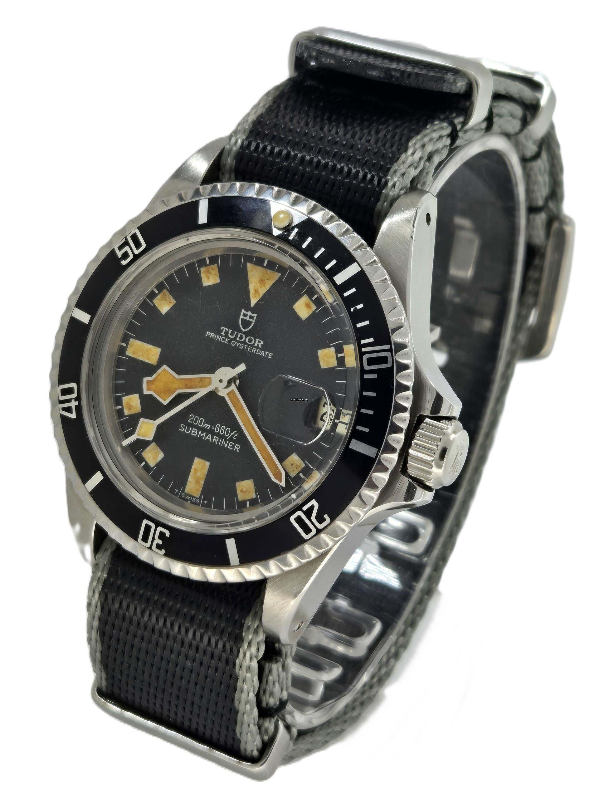Tudor Submariner Snowflake Rolex-geschikte - zwart tritium wijzerplaat