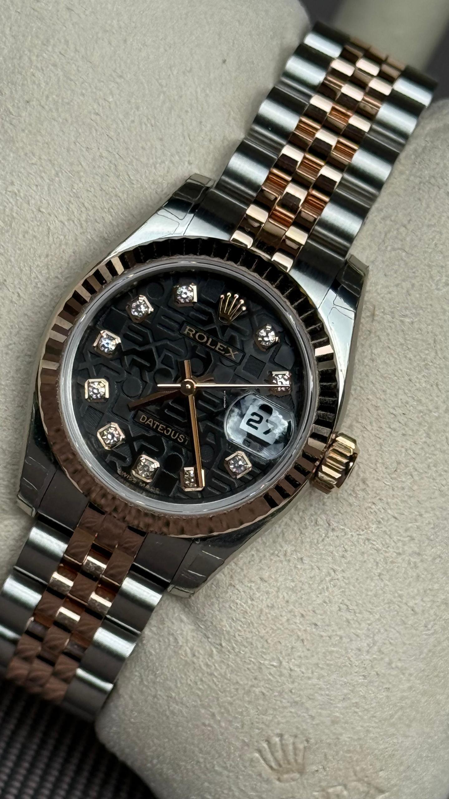  Rolex Lady-Datejust NOS - partial stickers black diamond dial 