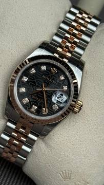  Rolex Lady-Datejust NOS - partial stickers black diamond dial 