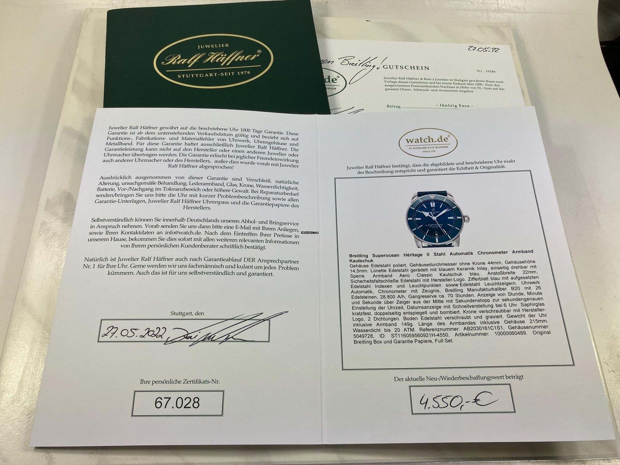 Thumbnail von Breitling Superocean Heritage Blue-Blue / 44 mm / Full Set