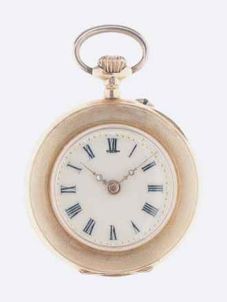  Swiss Ladies Fob 14 k Red Gold 1890s 