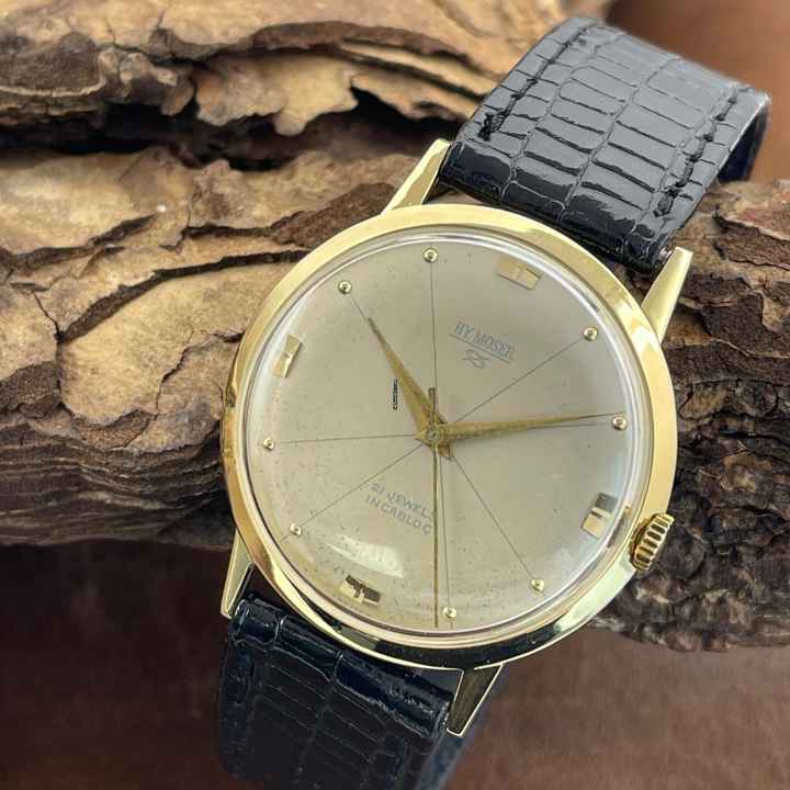 HY. Moser - 21 Jewels Dresswatch - 18 Kt Geelgoud - 14,02g