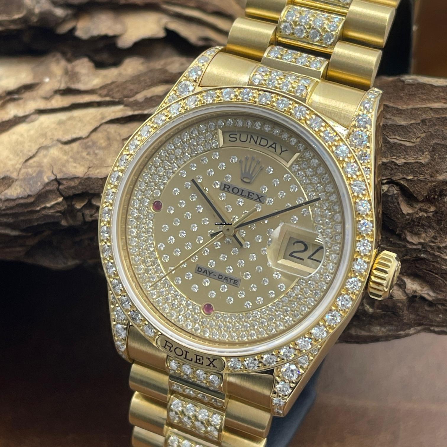  Rolex Day-Date 36 Oyster Perpetual Day-Date I Factory Set Diamonds - Full Set 1985 - Ref. 18138 