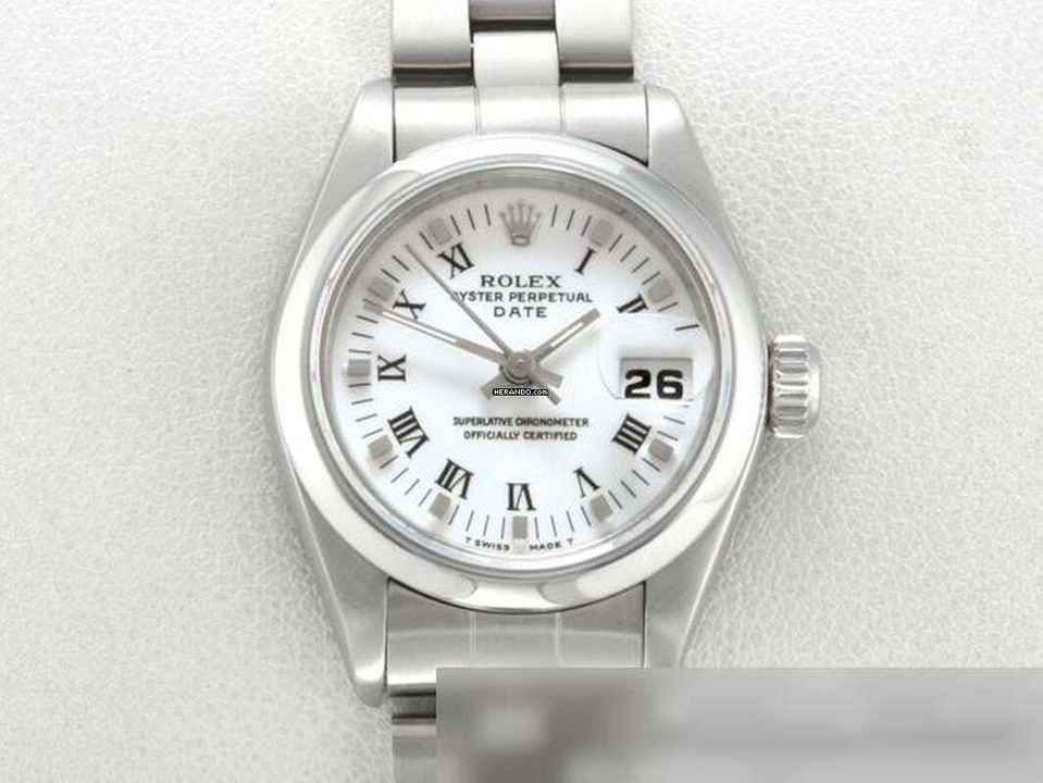 Rolex Oyster Perpetual Lady Date 26mm 69160 1995 acero inoxidable automática reloj de mujer acero banda Jubilé cronómetro Oyster esfera blanca