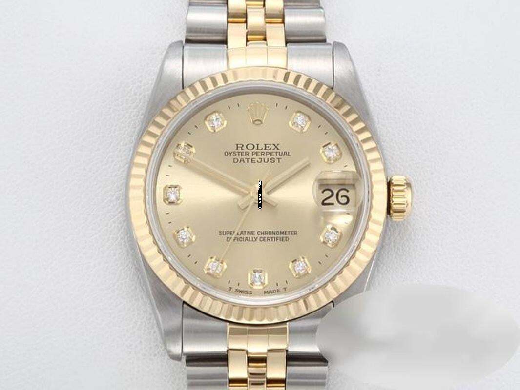  Rolex Datejust 31 Stahl Gelbgold 750 Diamanten 2001 Automatik Stainless Steel 18kt Yellow Gold Stahl Jubilé-band Chronometer Oyster 
