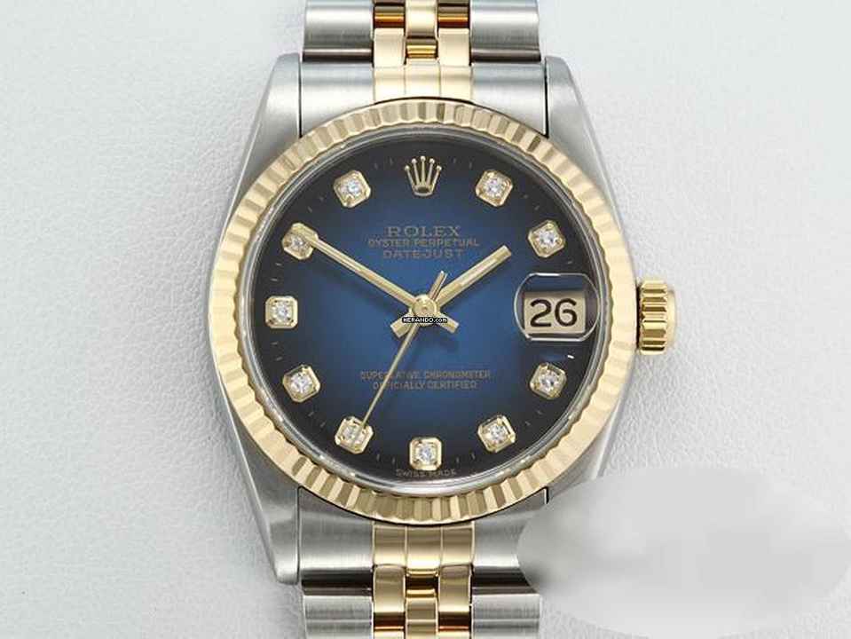 Rolex Datejust 31 acier or jaune 750 diamants automatique or acier acier inoxydable 18 carats or jaune bracelet Jubilé chronomètre Oyster