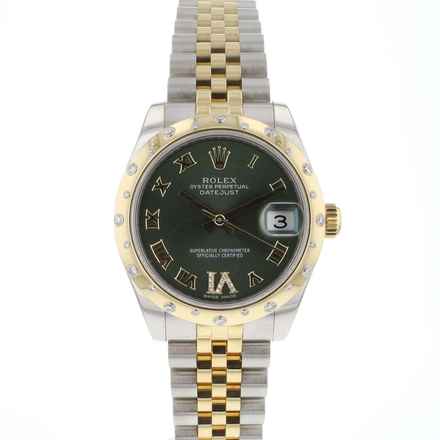 Rolex Datejust 31 Oro/Acero Diamantes Esfera Verde con Números Romanos