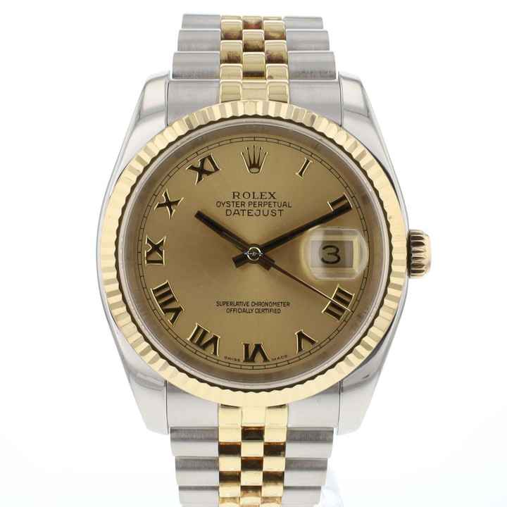 Rolex Datejust 36 Acero/Oro Esfera Champagne con números romanos
