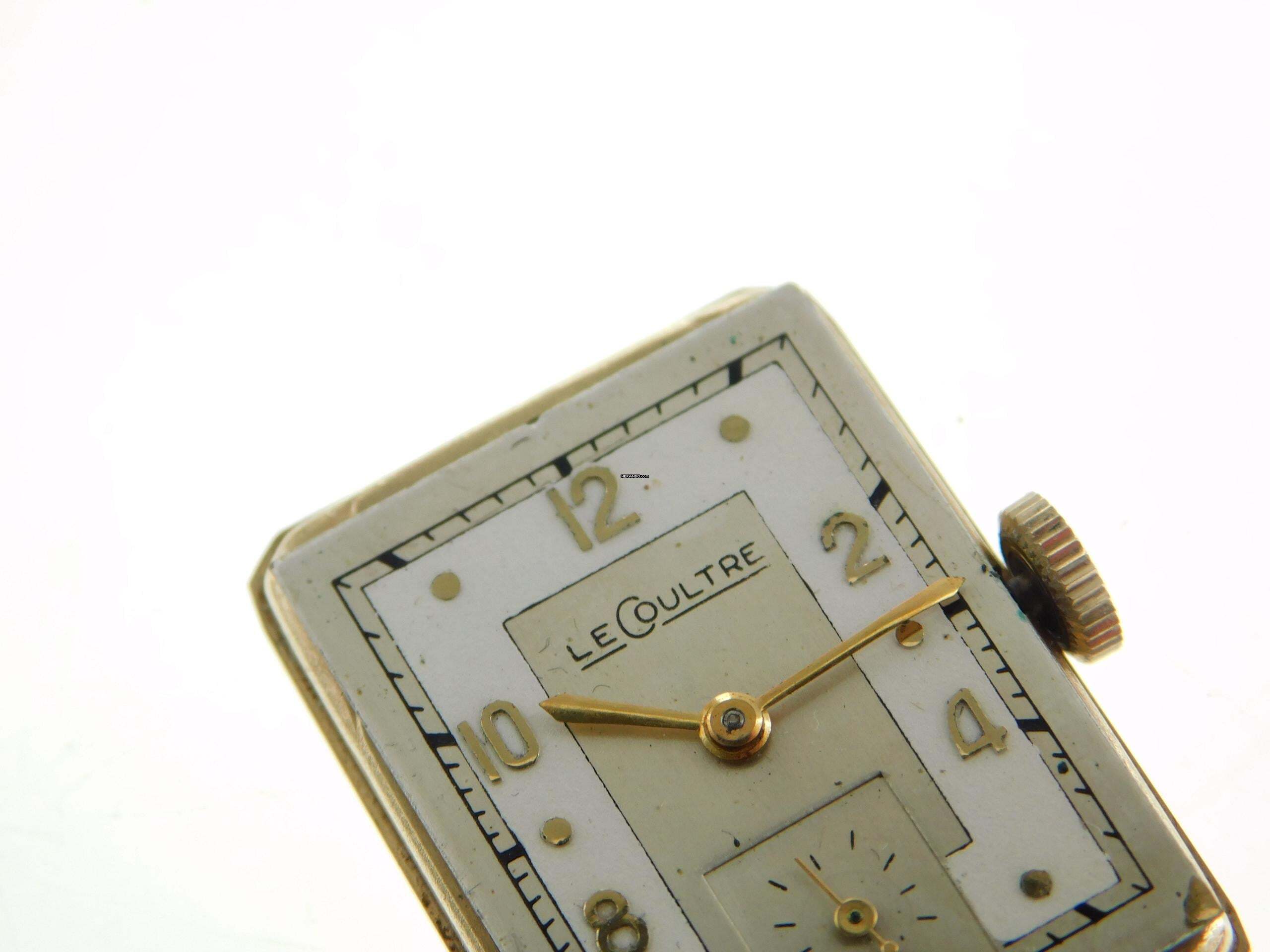 Thumbnail von Jaeger-LeCoultre Classic Le Coultre Tank - Rare Vintage 14K Gelbgold Kaliber 438/4 C W frühe Le Coultre Herrenuhr massiv Gelbgold