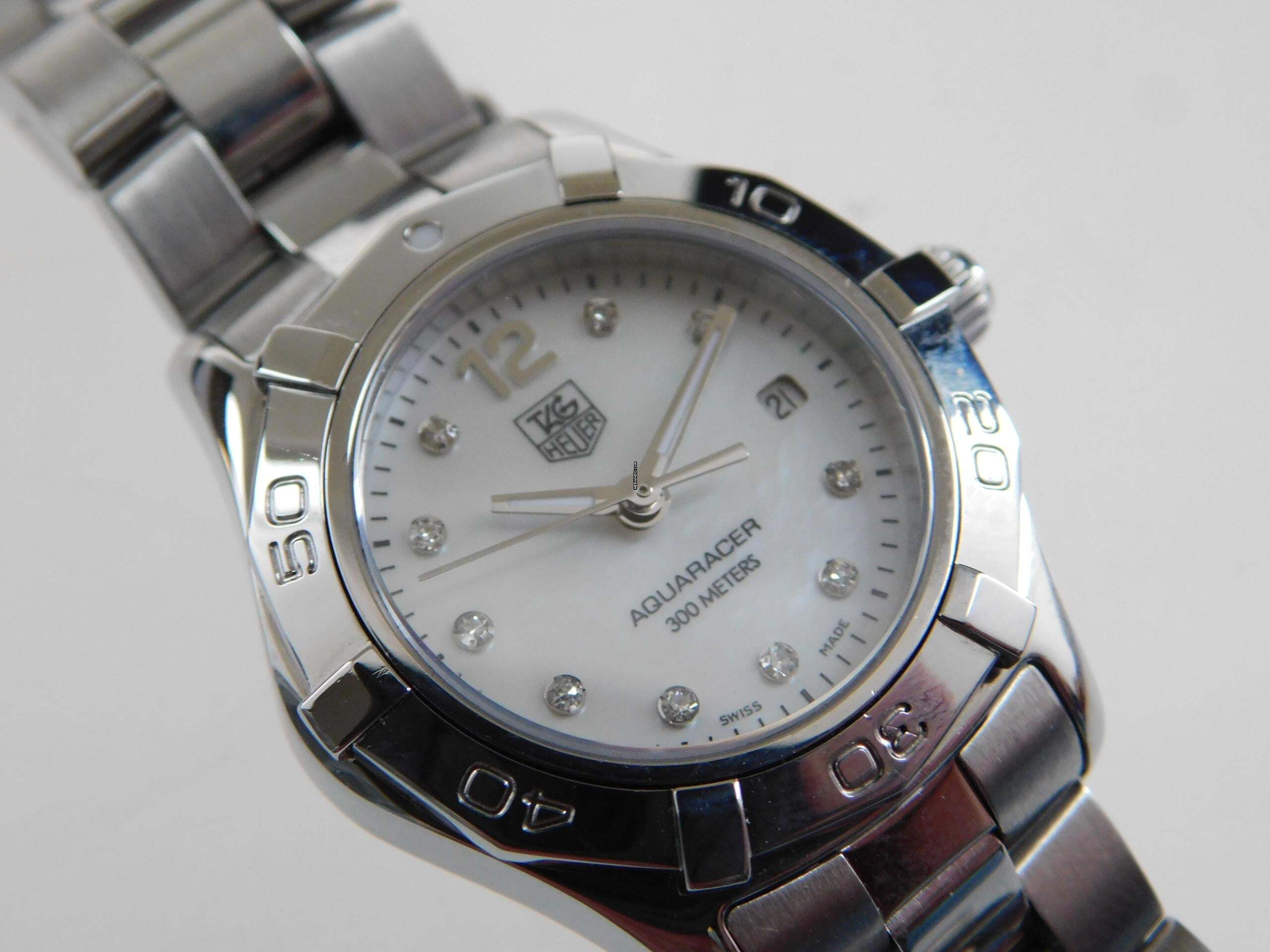 Thumbnail von TAG Heuer Aquaracer Lady Perlmutt Brillantblatt im Best Zustand mit frischem Tag Heuer Service 29mm Lady im Top Zustand volles Band
