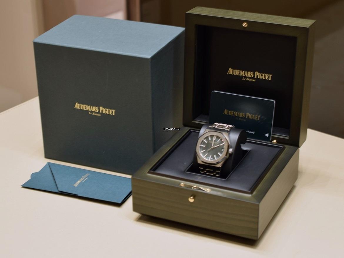 Thumbnail von Audemars Piguet Royal Oak grünes Zifferblatt, wie neu, vollständiges Set 2025