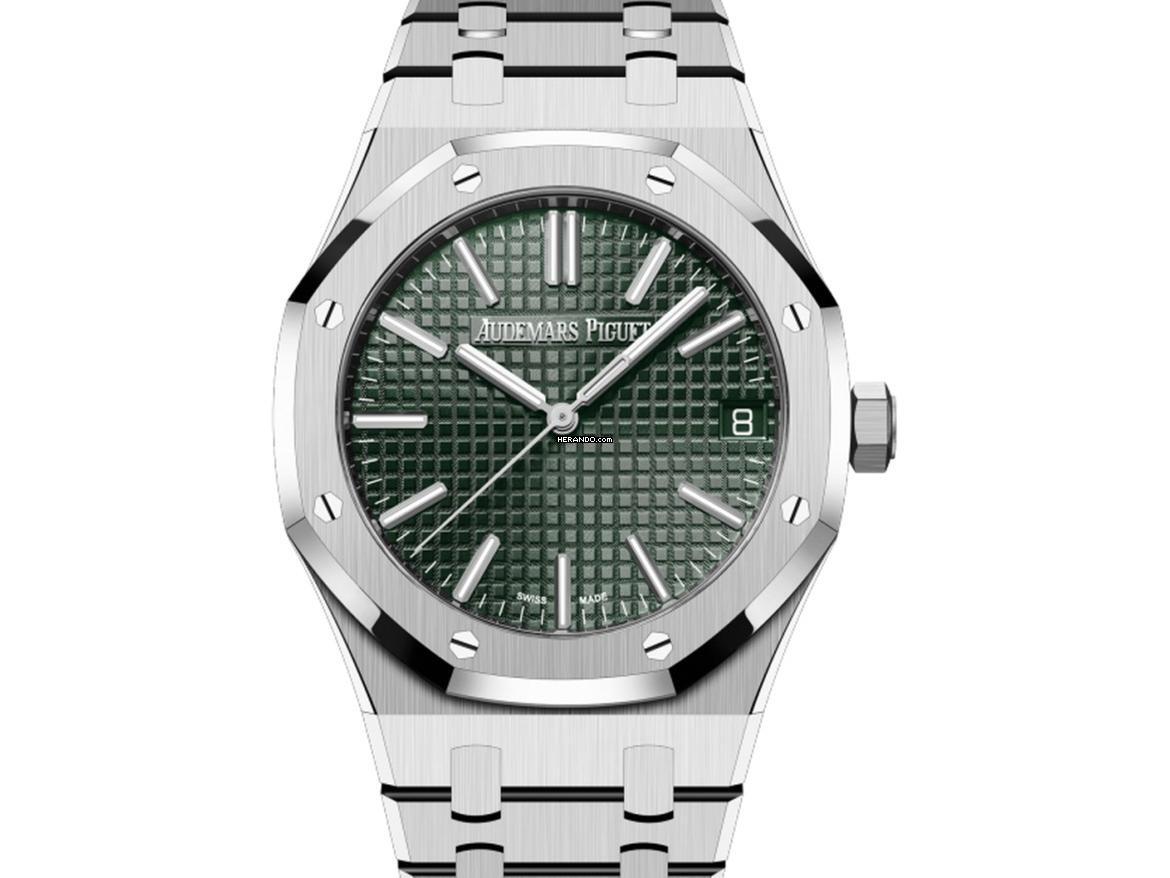Thumbnail von Audemars Piguet Royal Oak grünes Zifferblatt, wie neu, vollständiges Set 2025