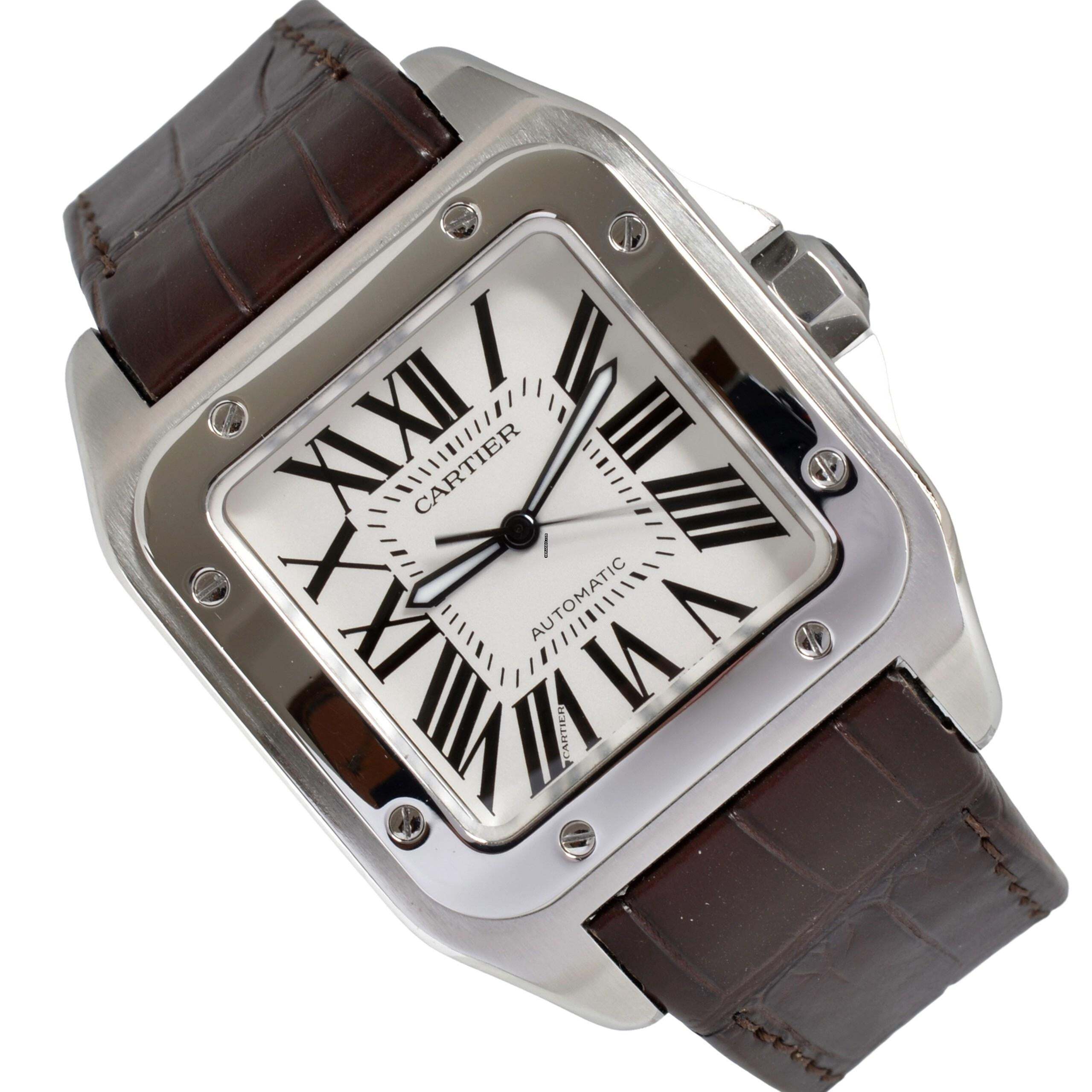 Cartier Santos 100 XL Jubiläum weißes Zifferblatt Komplettset TOP Zustand Komplettset TOP Zustand