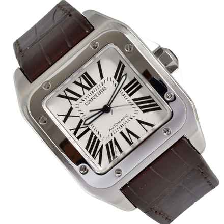Cartier Santos 100 XL Anniversary с белым циферблатом, полный комплект, отличное состояние, полный комплект, отличное состояние