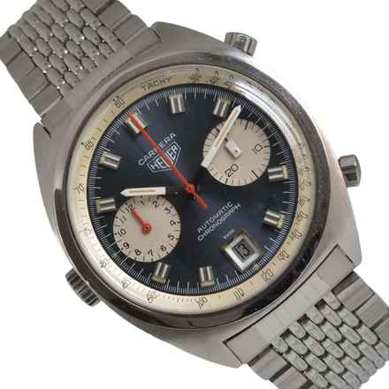 Heuer Carrera 1153 хронограф Soleil с синим циферблатом, калибр 12, ручной, 1971 год.