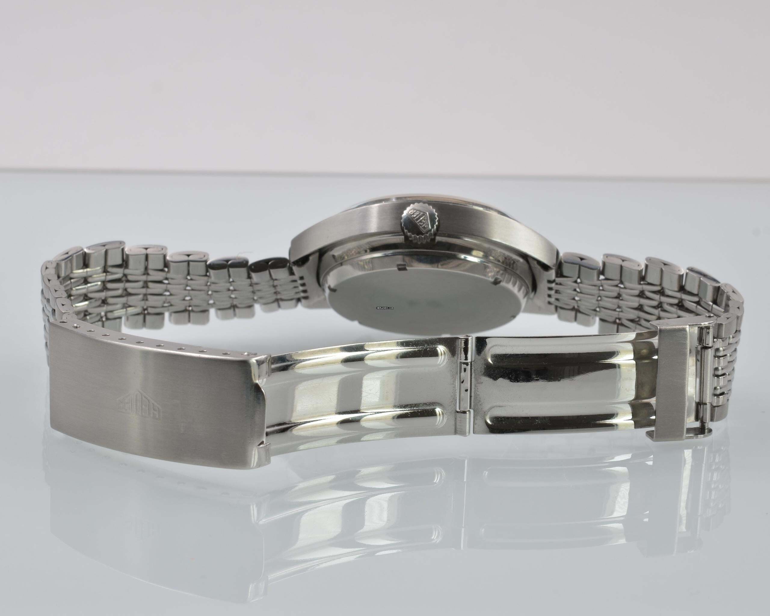 Thumbnail von Heuer Carrera 1153 chronograph Soleil blue dial caliber 12 manual 1971