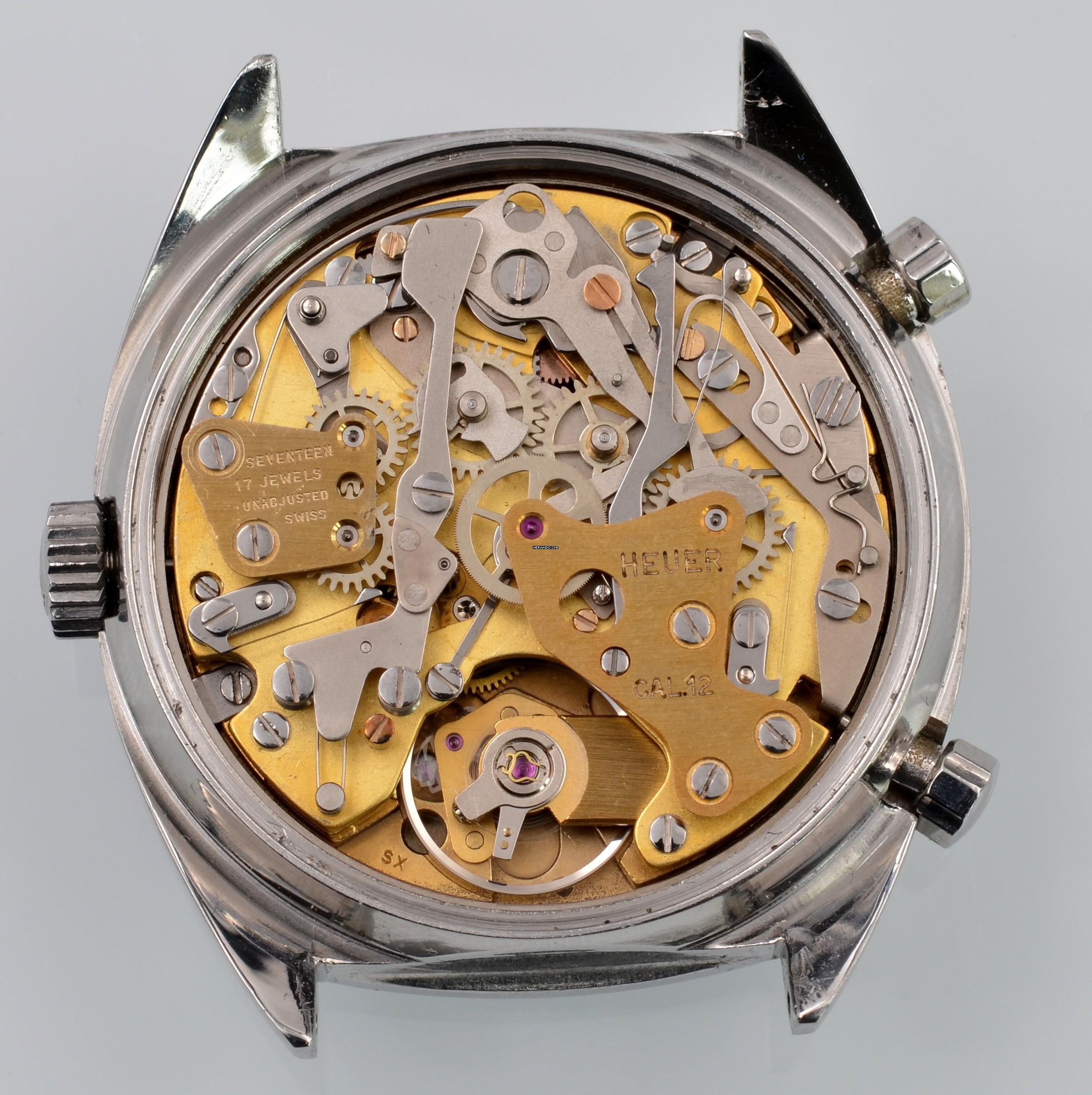 Thumbnail von Heuer Carrera 1153 chronograph Soleil blue dial caliber 12 manual 1971