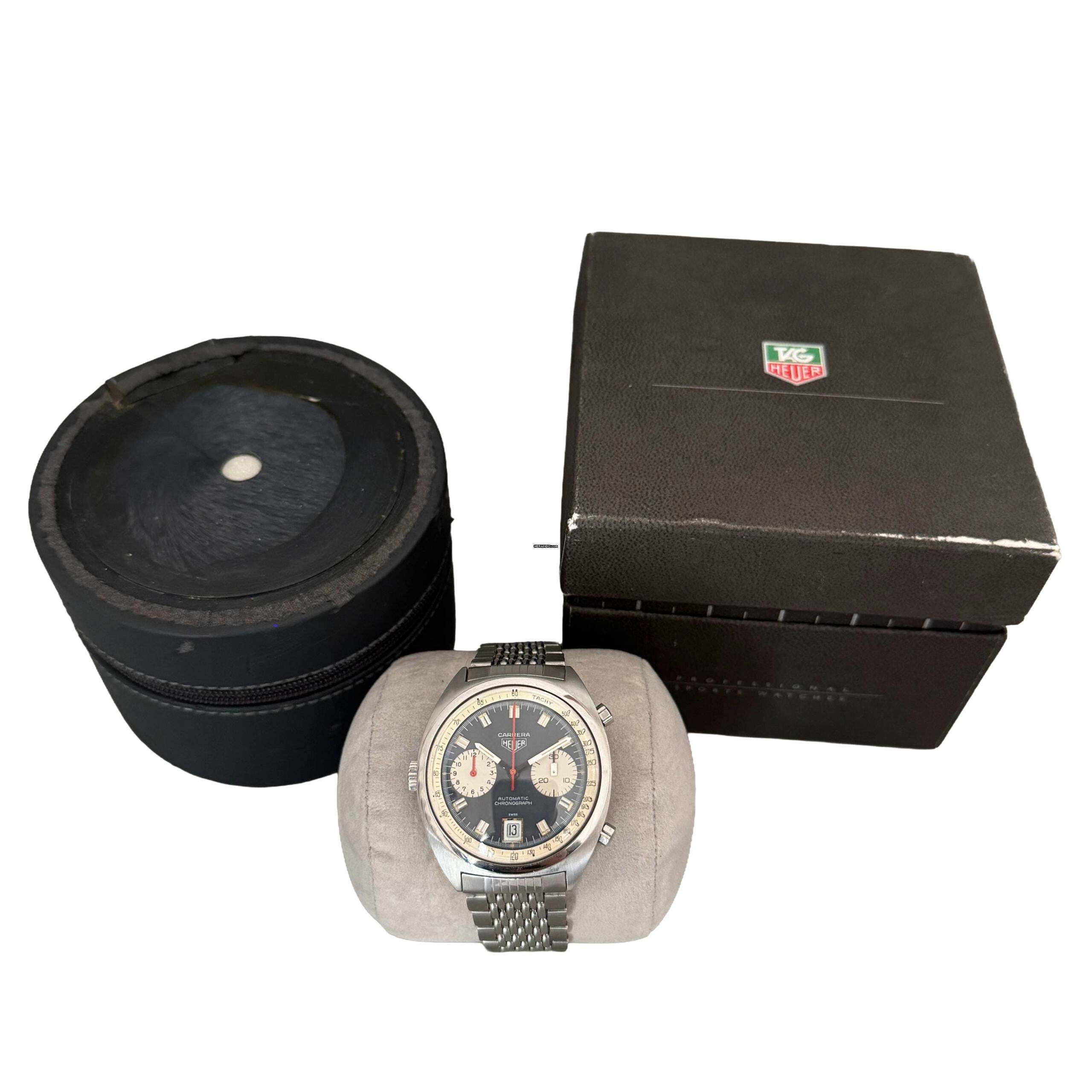 Thumbnail von Heuer Carrera 1153 chronograph Soleil blue dial caliber 12 manual 1971