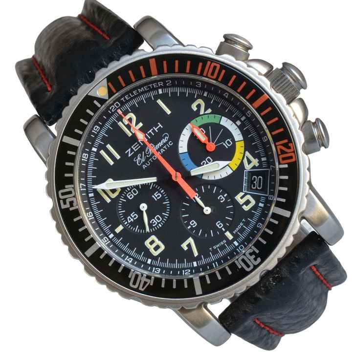  Zenith El Primero Rainbow 01.0480.405 Flyback de la Fuerza Aérea Francesa Juego Completo 