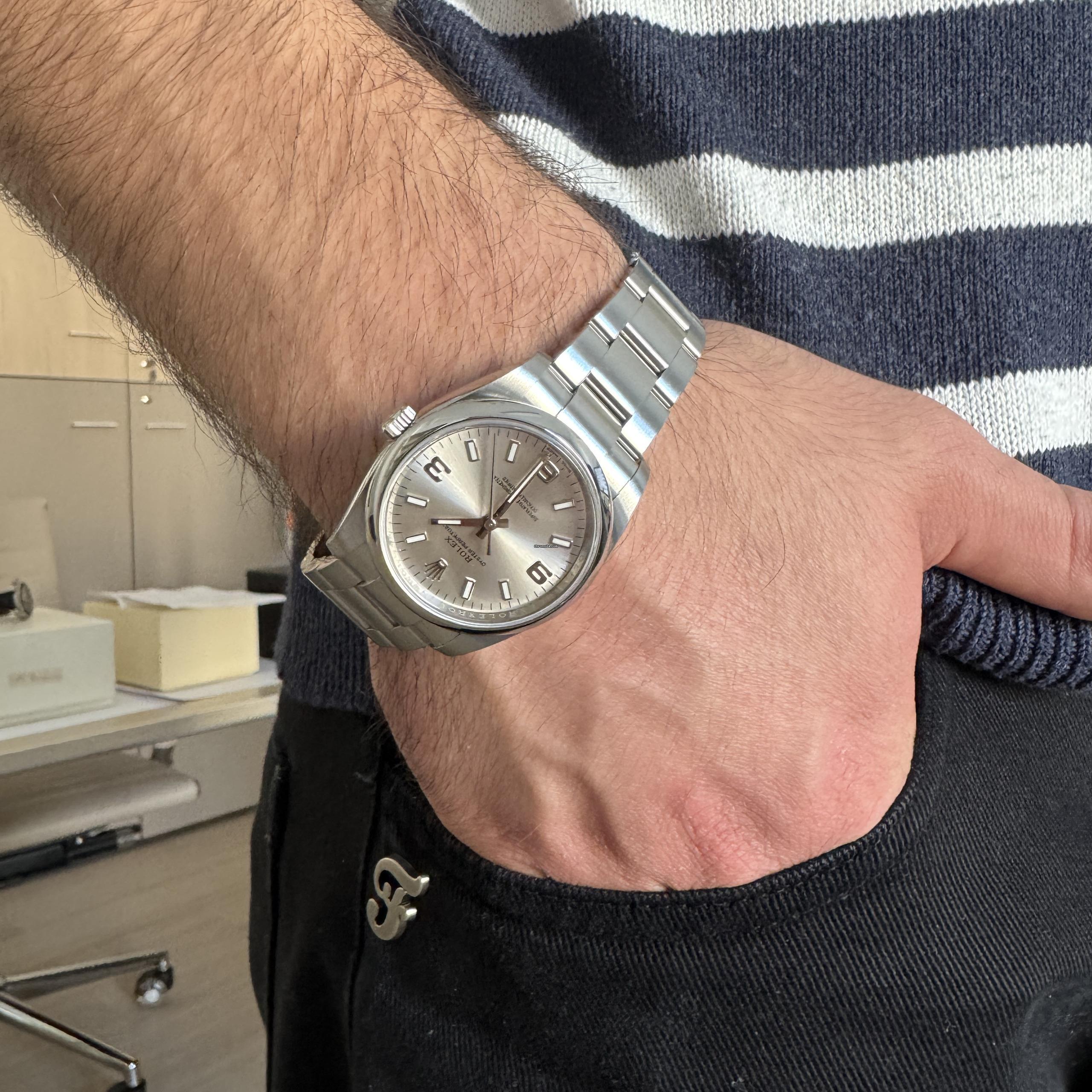 Thumbnail von Rolex Air King 114200 Oyster Perpetual 34MM Soleil Silver SuperLuminova Zifferblatt