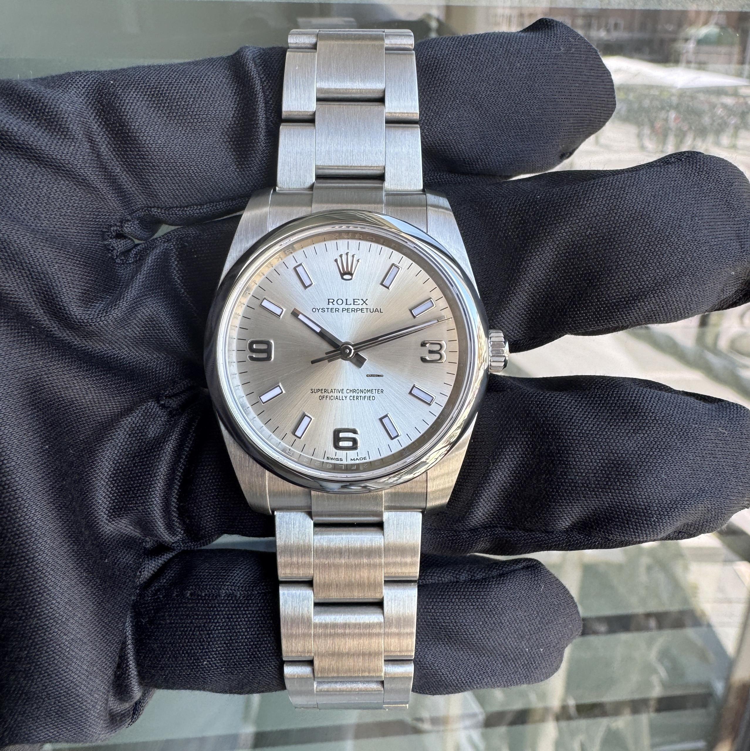 Thumbnail von Rolex Air King 114200 Oyster Perpetual 34MM Soleil Silver SuperLuminova Zifferblatt