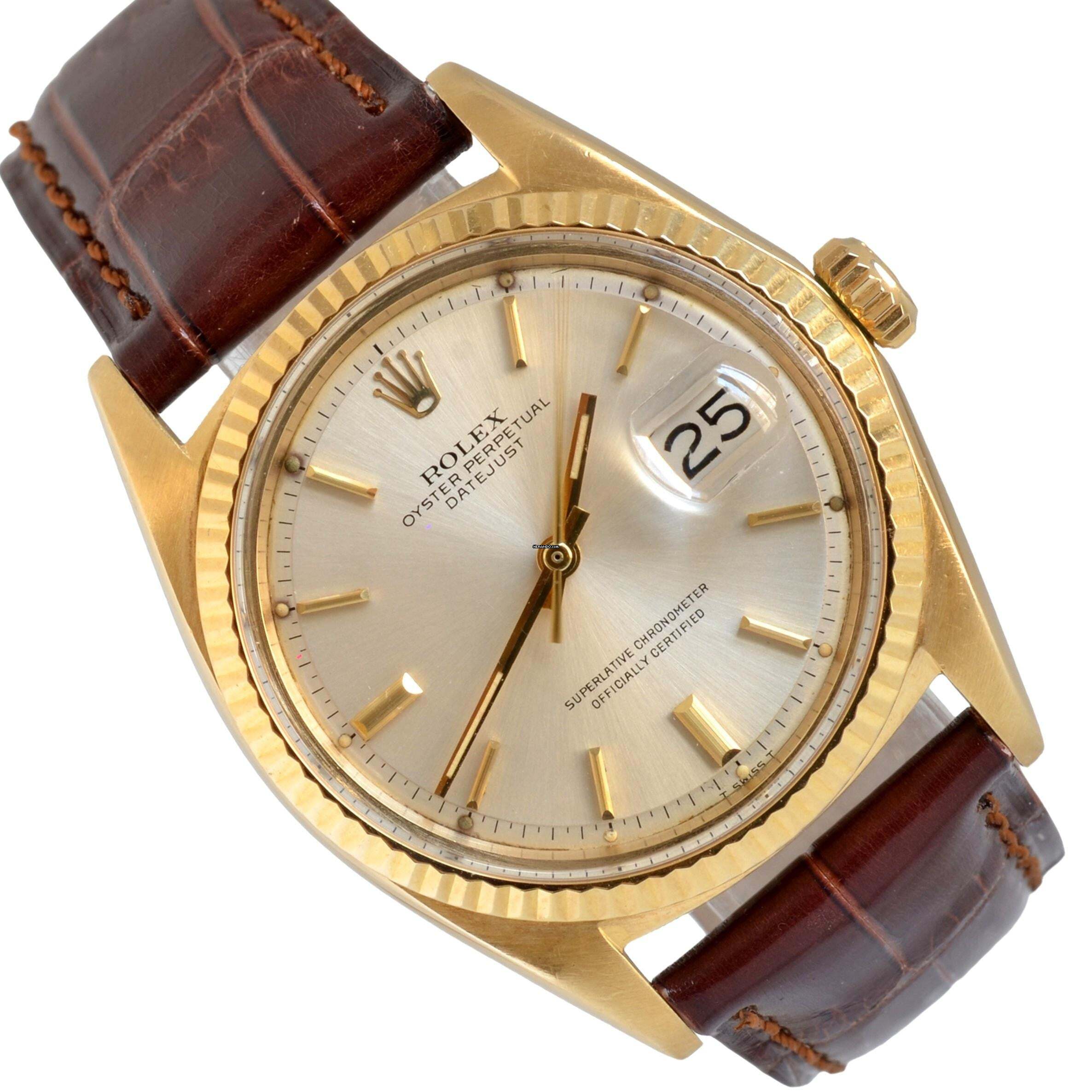 Rolex Datejust 36 1607 Soleil Silberzifferblatt Gelbgold 18KT