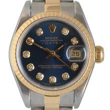 Thumbnail von Rolex Lady-Datejust 69173 Ladies 26MM Soleil blue diamond’s indexes dial Full Set