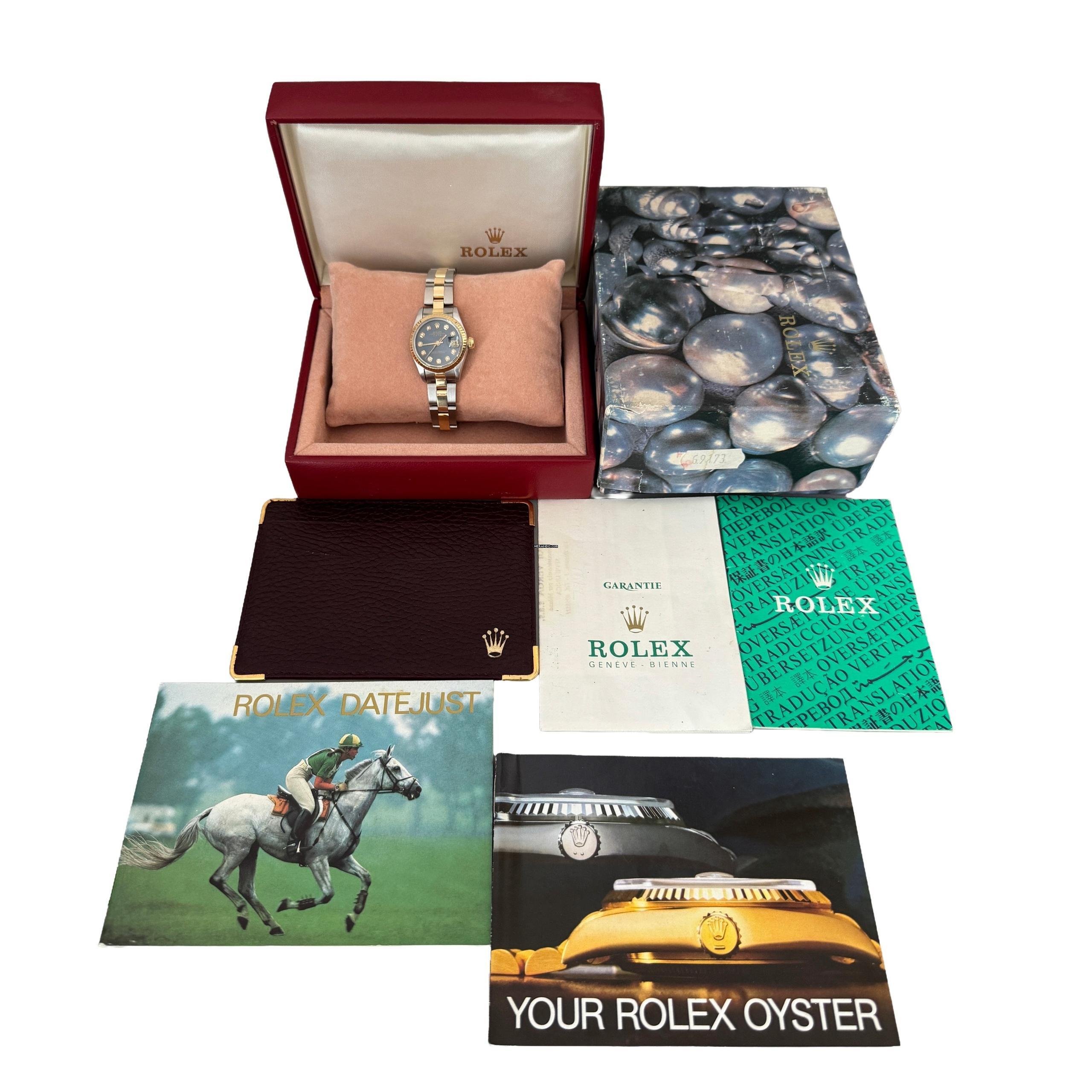 Thumbnail von Rolex Lady-Datejust 69173 Ladies 26MM Soleil blue diamond’s indexes dial Full Set