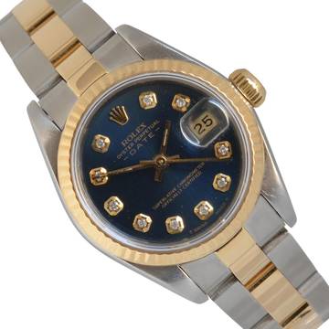  Rolex Lady-Datejust 69173 Ladies 26MM Soleil blue diamond’s indexes dial Full Set 